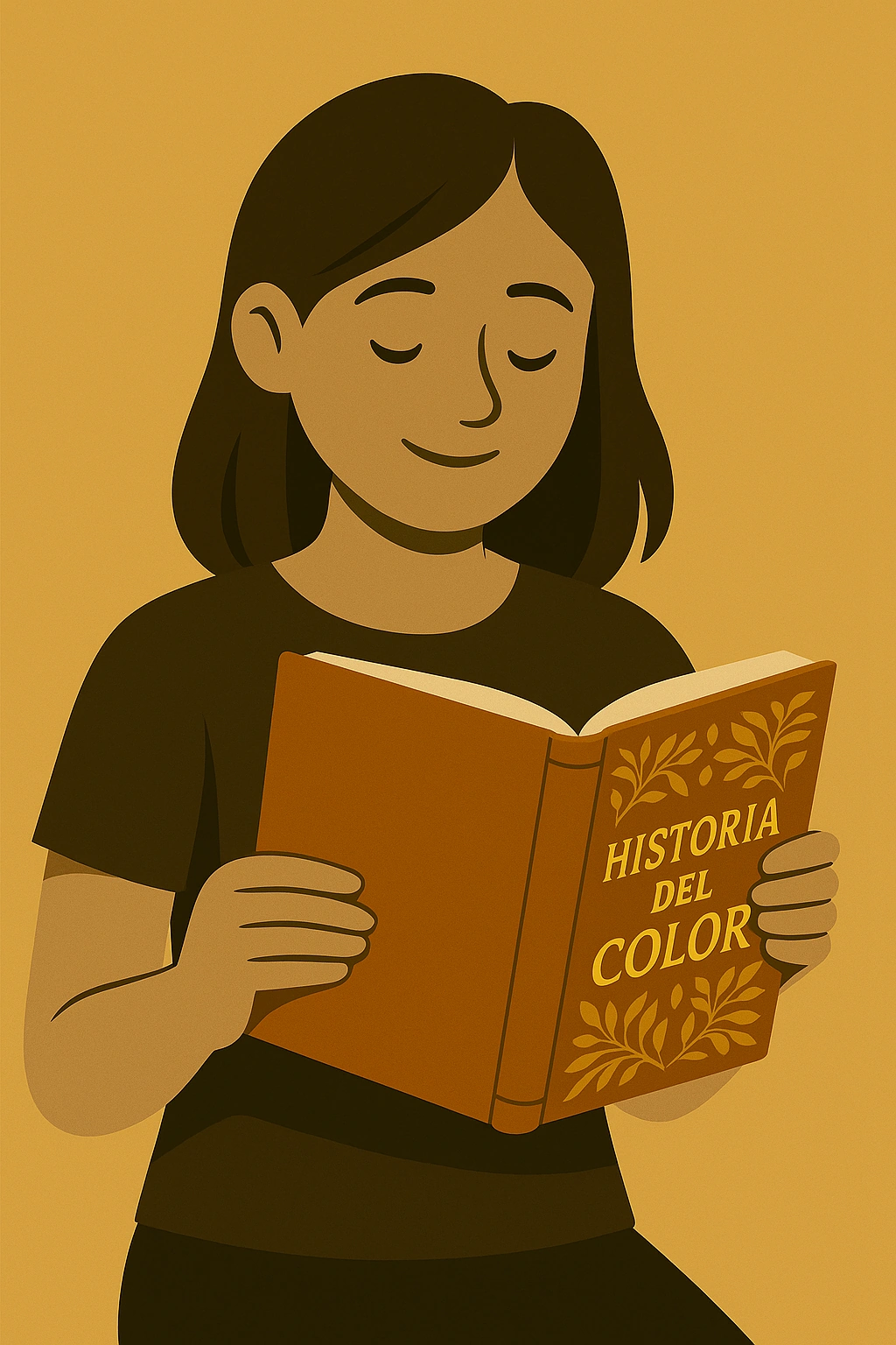 barnices sostenibles: Ilustración de una persona leyendo el libro Historia del Color
