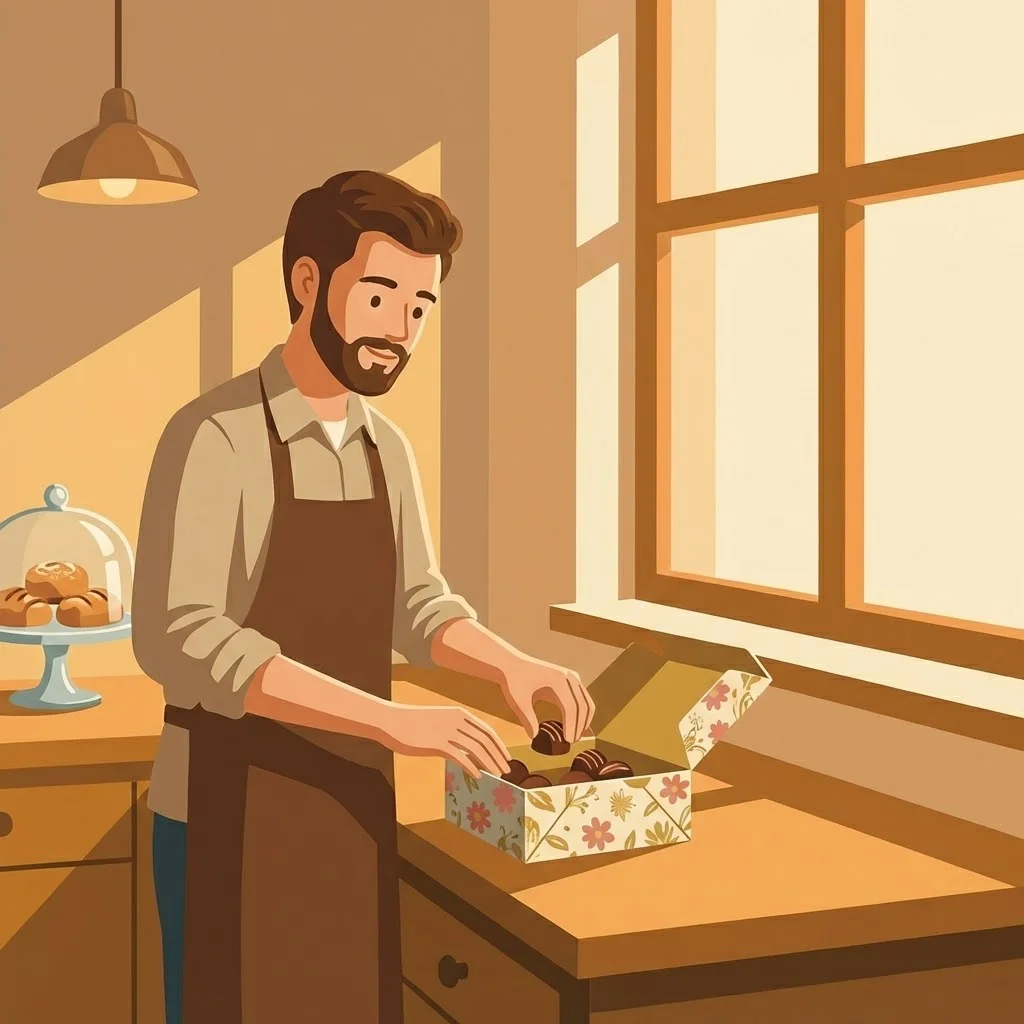 Ilustración de packaging alimentario con caja impresa, ejemplo de envases que requieren tintas de baja migración para impresión offset