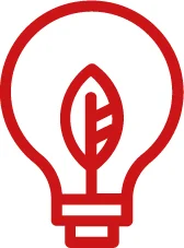 Bombilla con hoja interior representando el compromiso de MA Inks con la innovación sostenible en tintas.